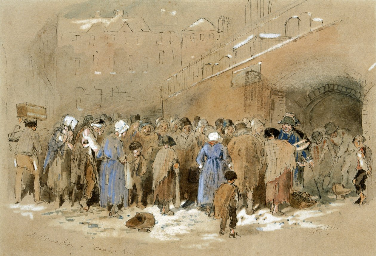 Rozdělení uhlí (akvarel a tělová barva na papíře) od Myles Birket Foster