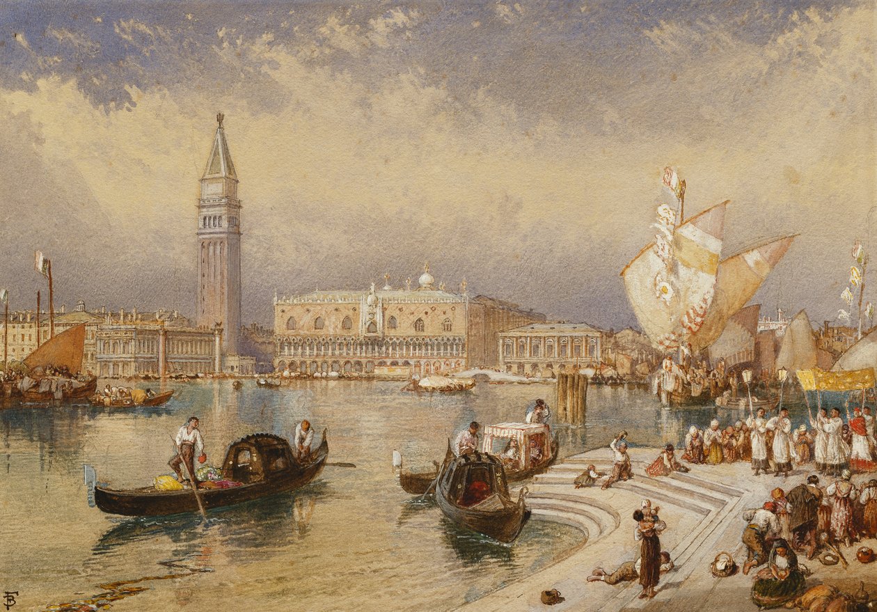 Dóžecí palác, Benátky, od schodů San Giorgio Maggiore, od Myles Birket Foster