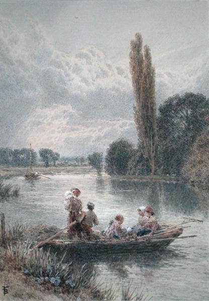 The Ferry (akvarel s barvou těla na papíře) od Myles Birket Foster