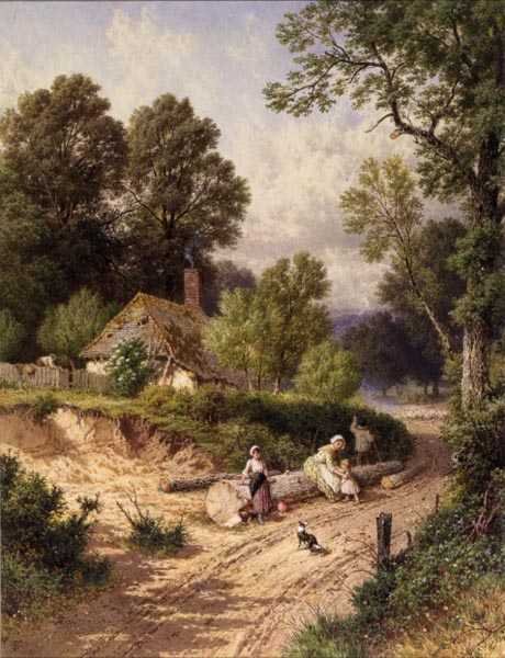 Zelená ulička (akvarel na papíře) od Myles Birket Foster
