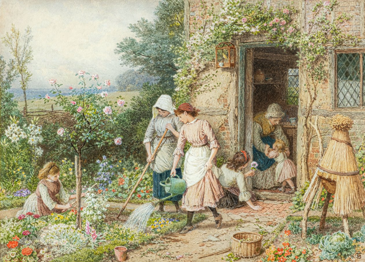 Malí zahradníci (akvarel) od Myles Birket Foster