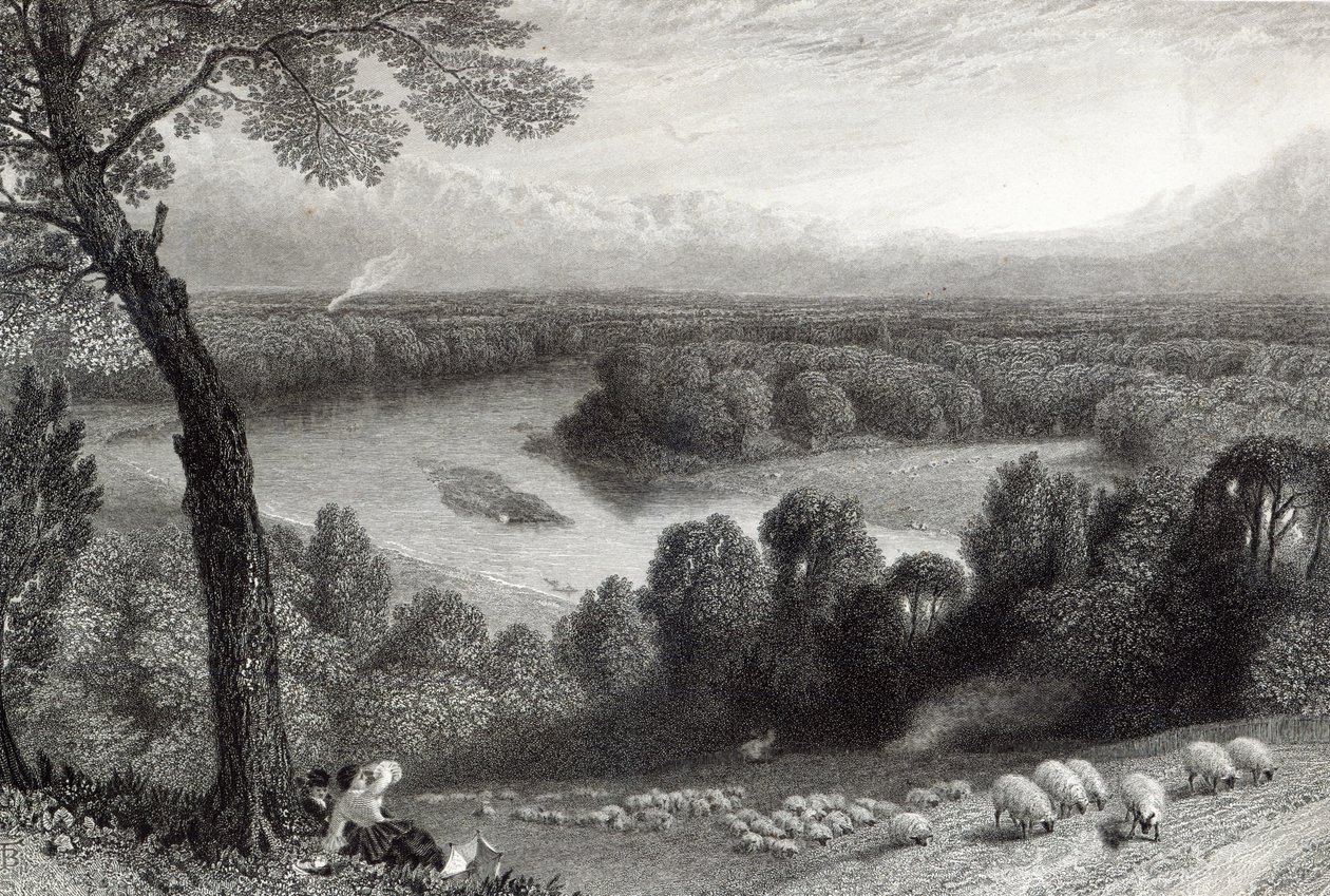 Temže z Richmond Hill, ryl J. Saddler, tiskl Cassell, Petter und Galvin od Myles Birket Foster