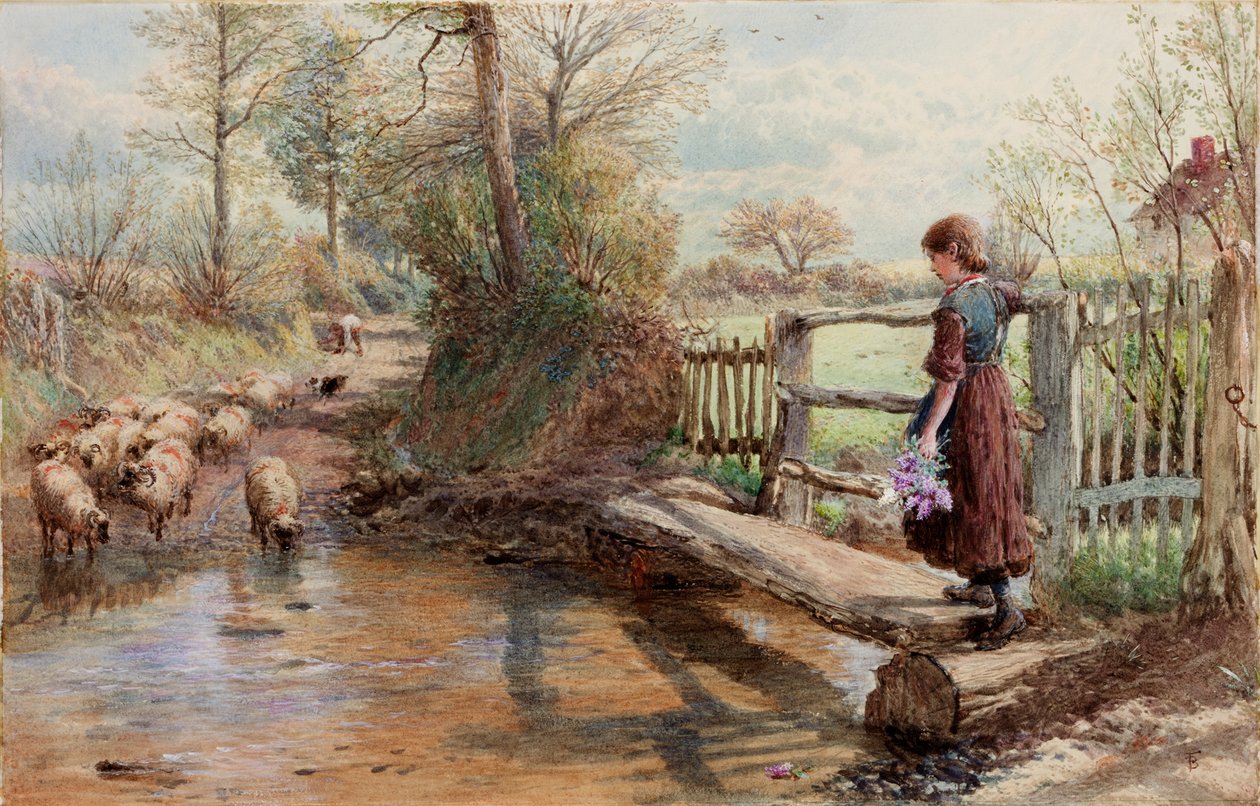 Pohled v Surrey, asi 1863-1890 (akvarel a kvaš) od Myles Birket Foster