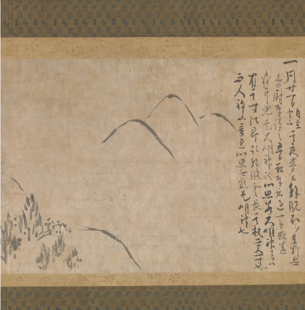 Část deníku snů Yume no ki s náčrtem hor, ca. 1203-10. od Myoe Koben