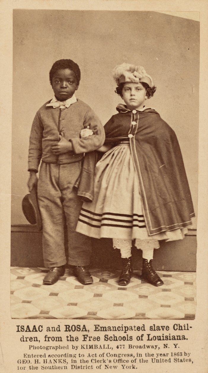 Isaac a Rosa, emancipované děti otroků ze svobodných škol v Louisianě, 1863-1864 (foto) od Myron H. Kimball