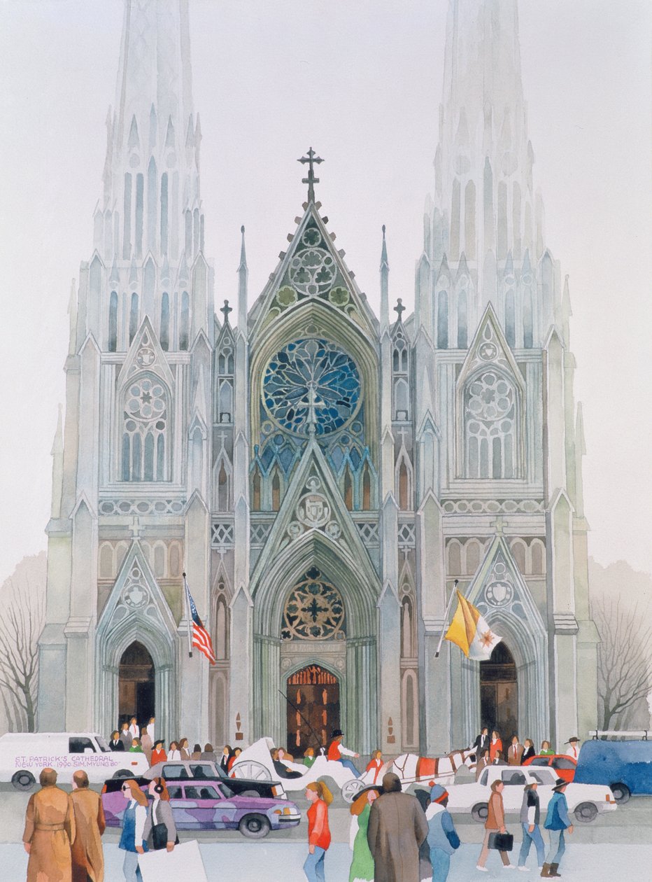 Katedrála svatého Patrika, New York, 1990 (wc na papíře) od Myung Bo Sim