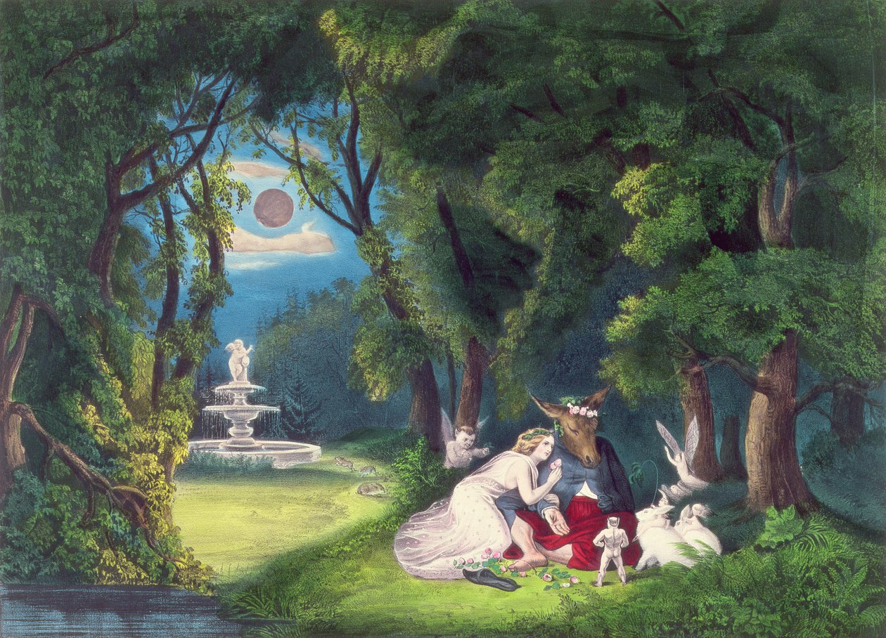 Sen noci svatojánské, hospoda. od Currier a Ives, New York od N. and Ives, J.M. Currier