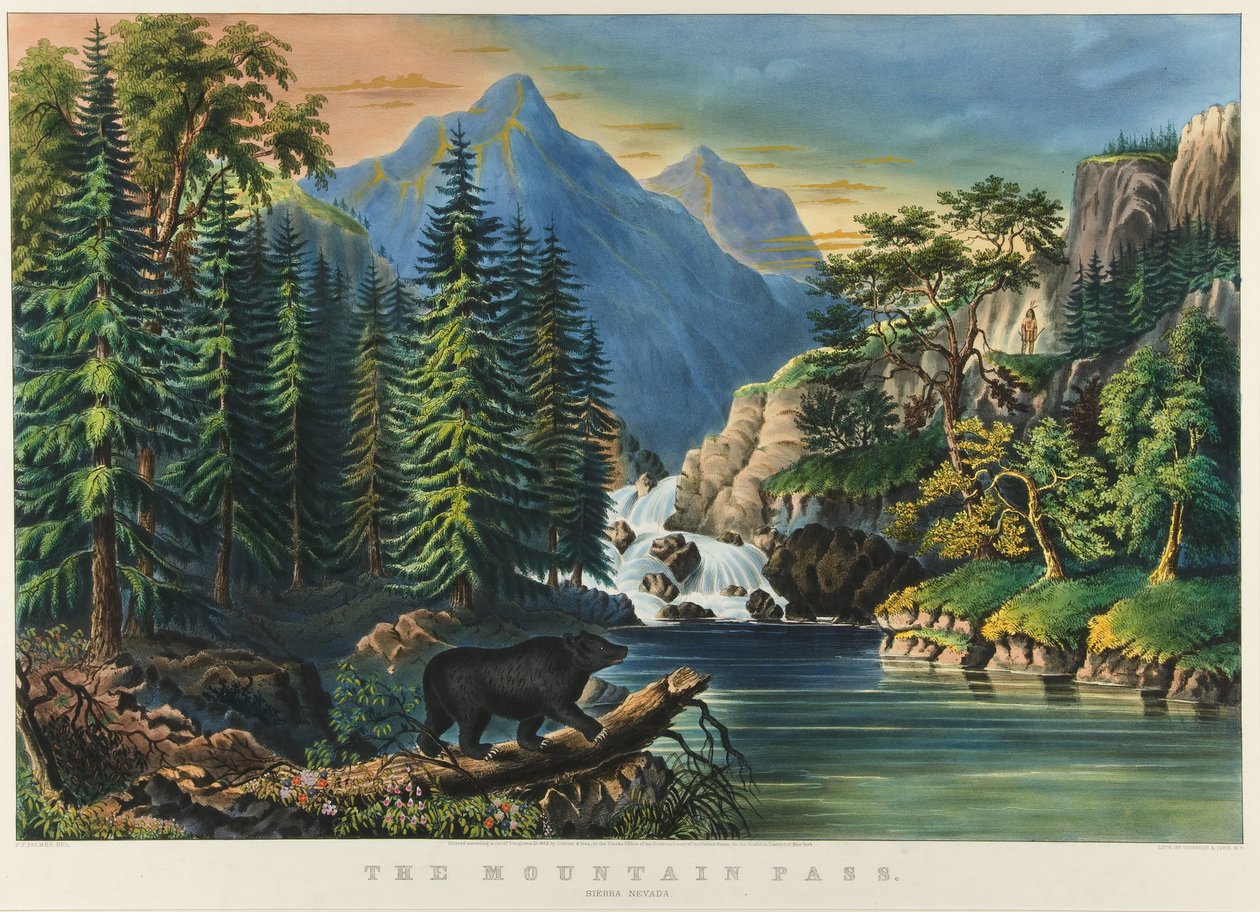 Horský průsmyk: Sierra Nevada, 1867 od Nathaniel Currier