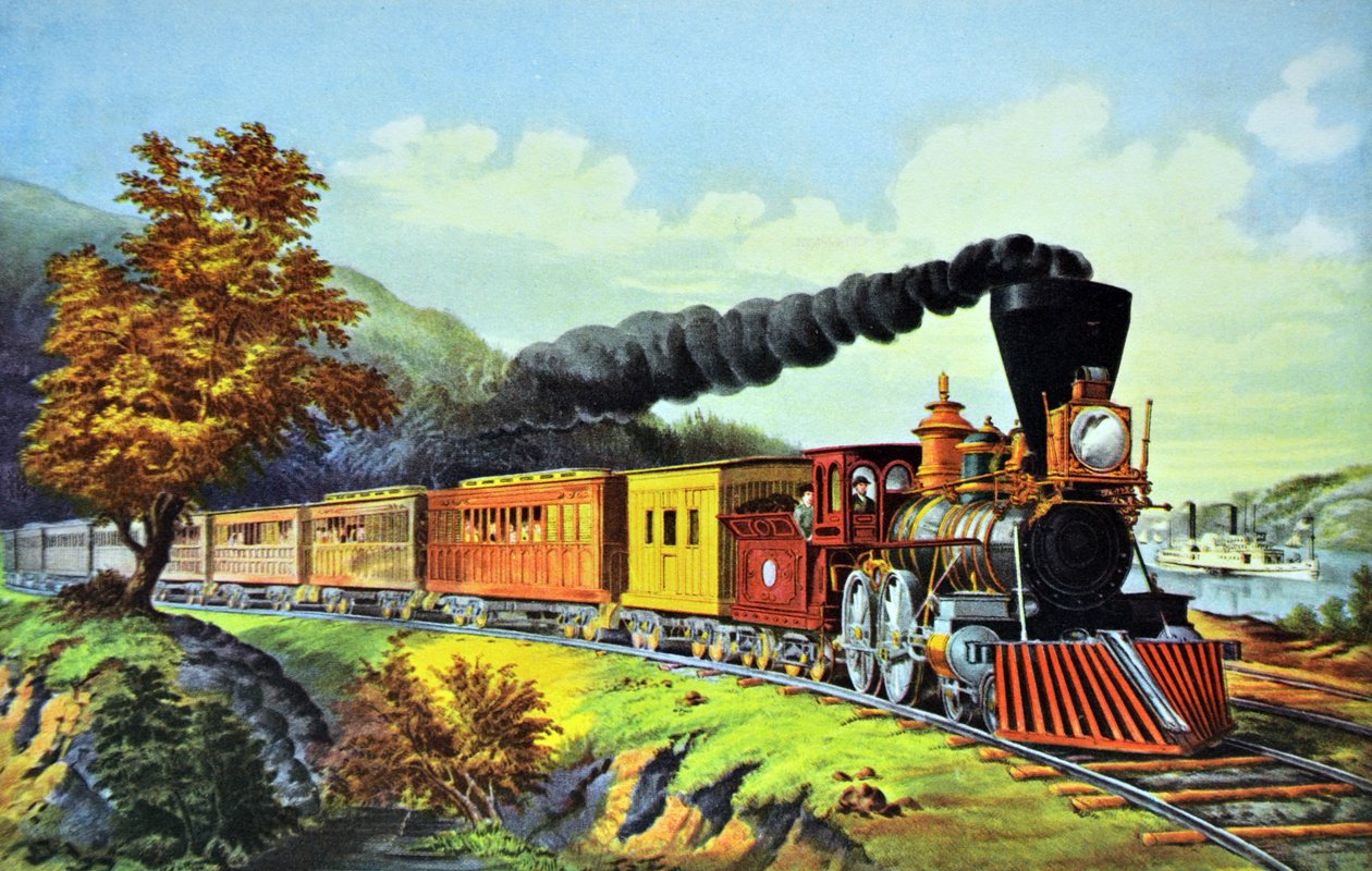 Americký expresní vlak od N. and Ives, J.M. Currier