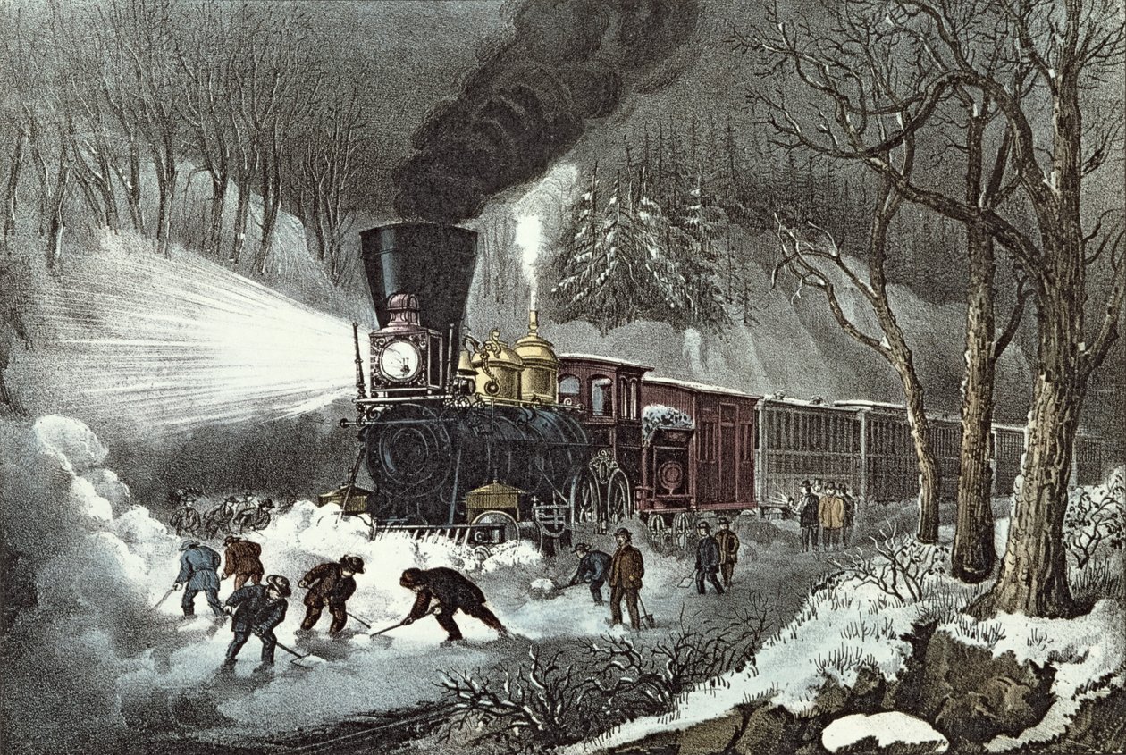 Americká železniční scéna, 1871 od N. and Ives, J.M. Currier
