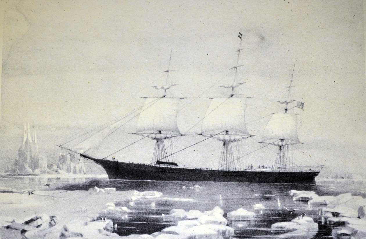 Currier & Ives ilustrace 19. století. Červená bunda Clipper Ship od N. and Ives, J.M. Currier