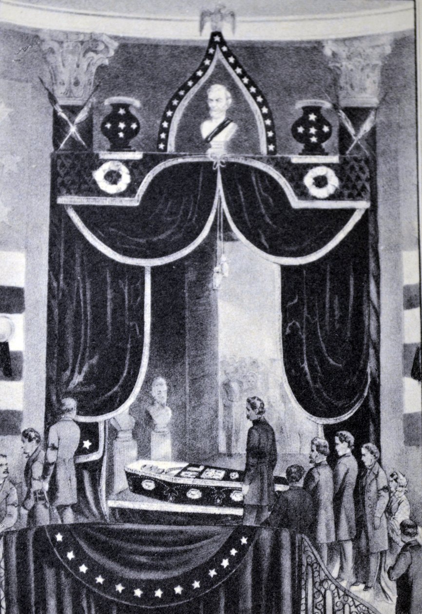 Currier & Ives ilustrace 19. století. Tělo mučedníka prezidenta Abrahama Lincolna od N. and Ives, J.M. Currier