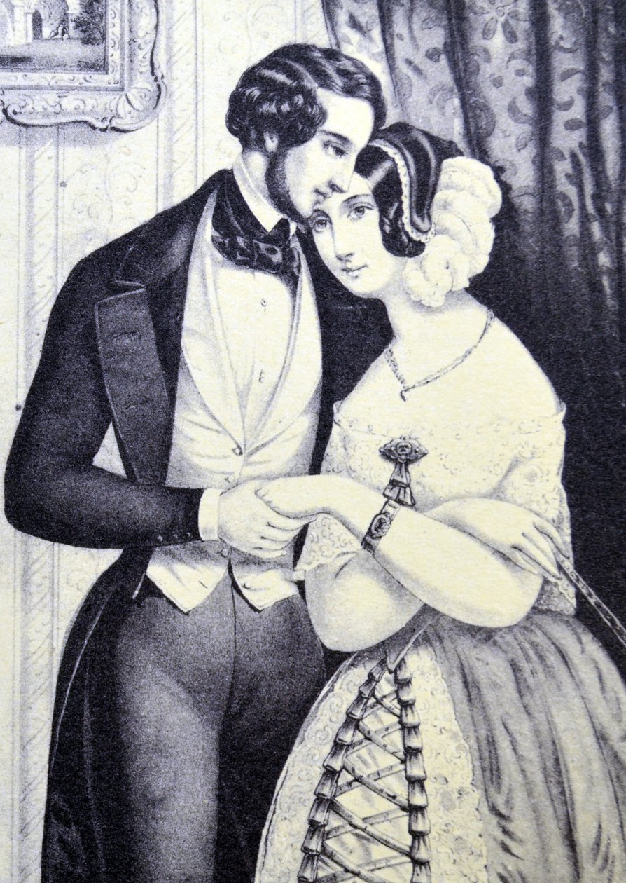 Currier & Ives ilustrace 19. století. Smíření milenců od N. and Ives, J.M. Currier