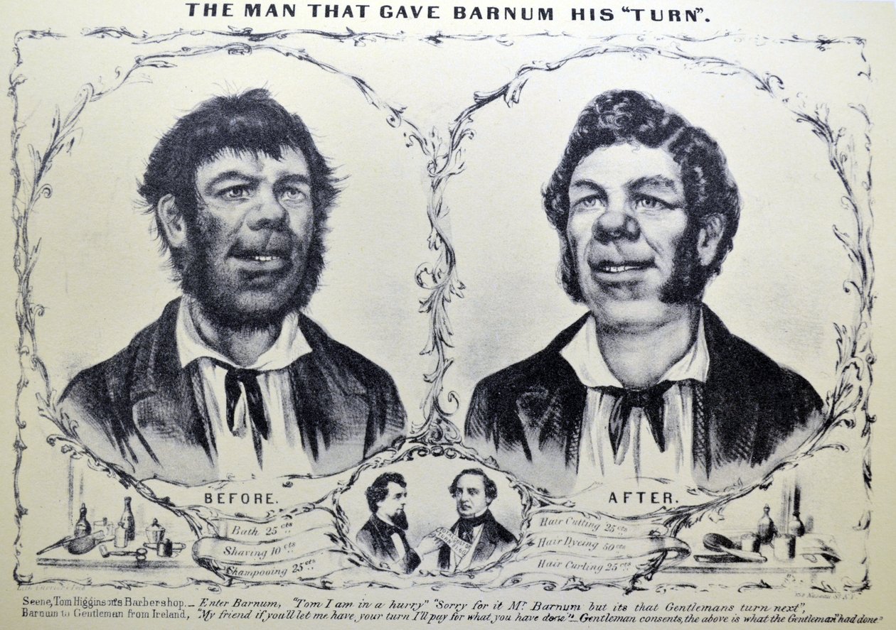 Currier & Ives ilustrace 19. století. Muž, který dal Barnumovi na řadu od N. and Ives, J.M. Currier