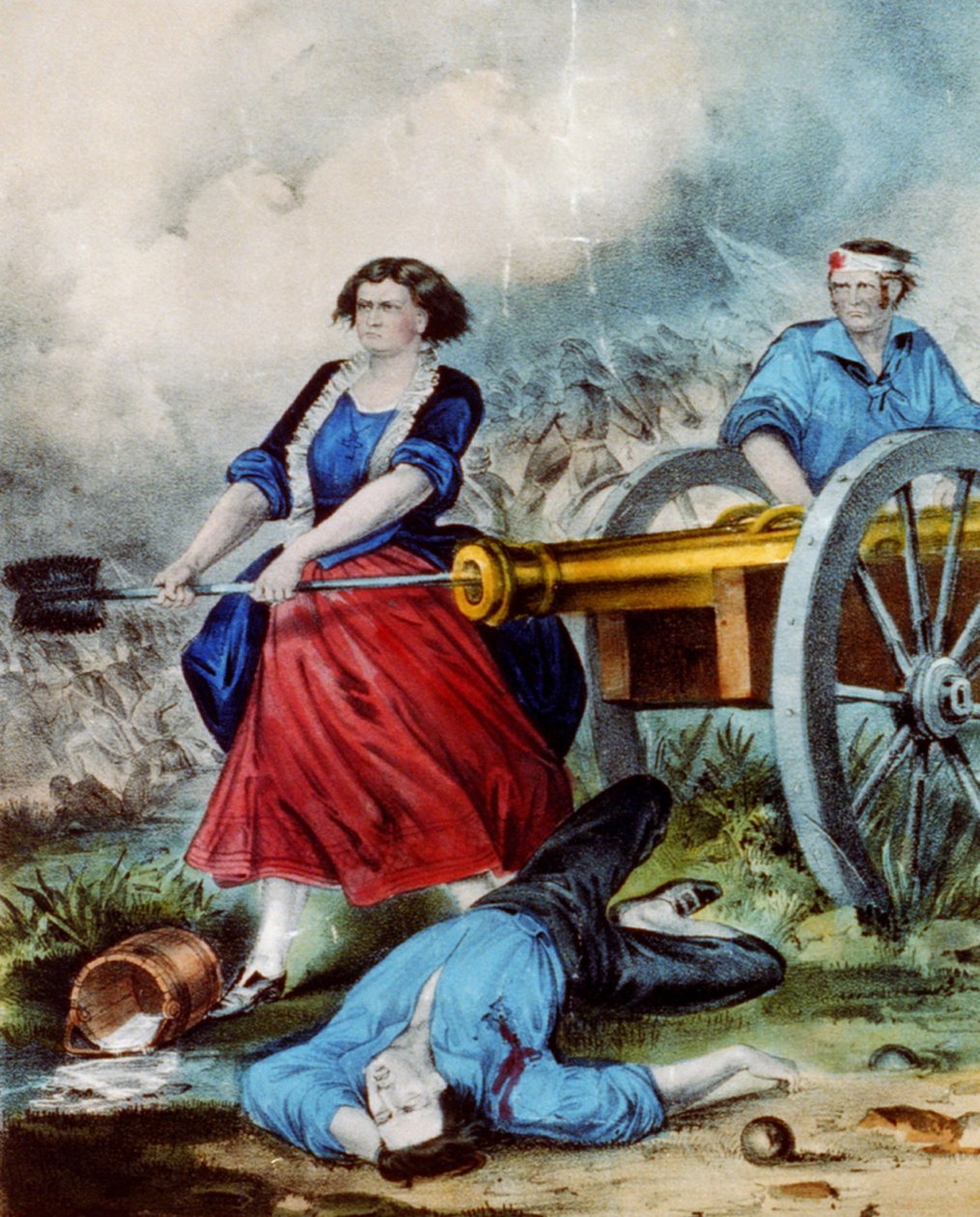Molly Pitcher, 1876 (barevná litografie) od N. and Ives, J.M. Currier