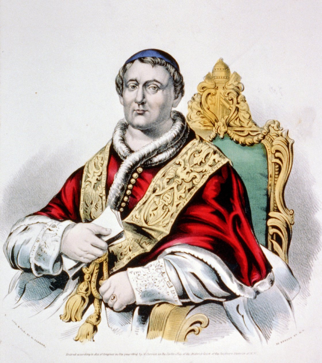 Papež Pius IX, 1846 (ručně kolorovaná litografie) (ručně kolorovaná litografie) od N. and Ives, J.M. Currier