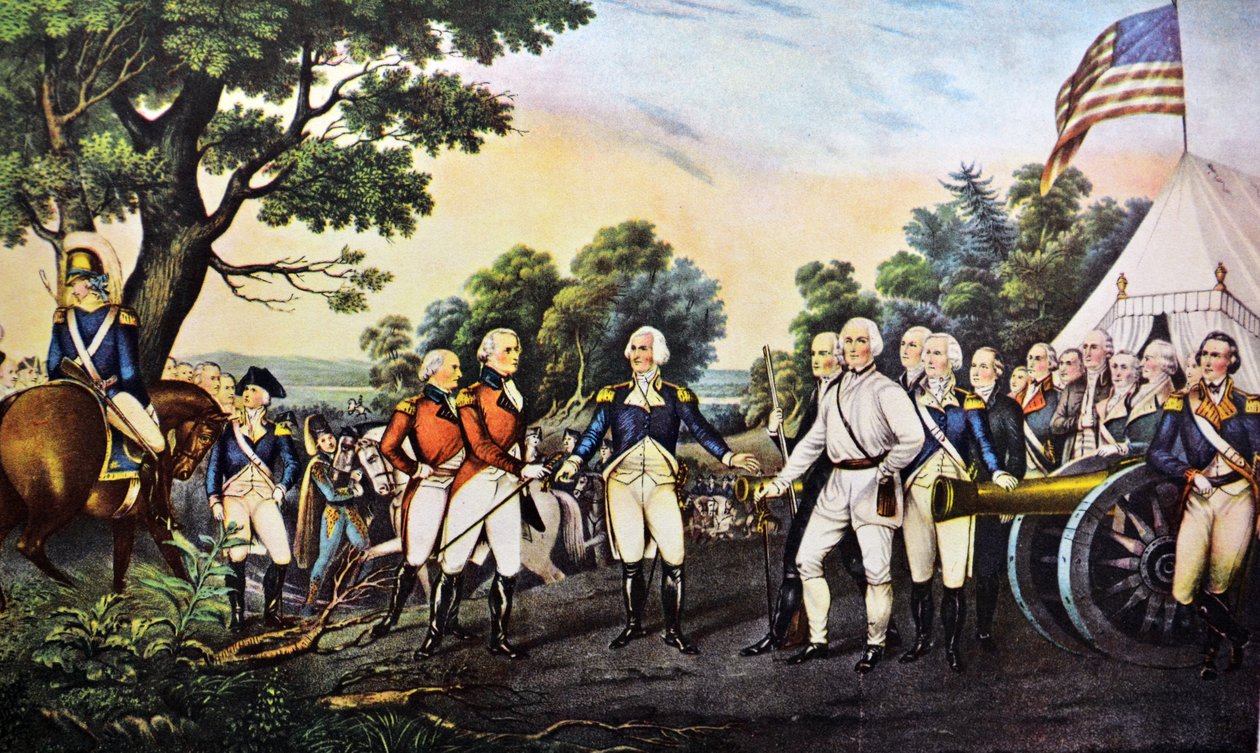 Kapitulace generála Burgoyna v Saratoze N.Y. 17. října 1777 od N. and Ives, J.M. Currier