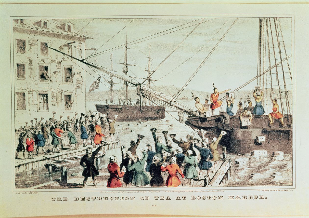 Bostonský čajový dýchánek, 1846 (tisk) od N. and Ives, J.M. Currier