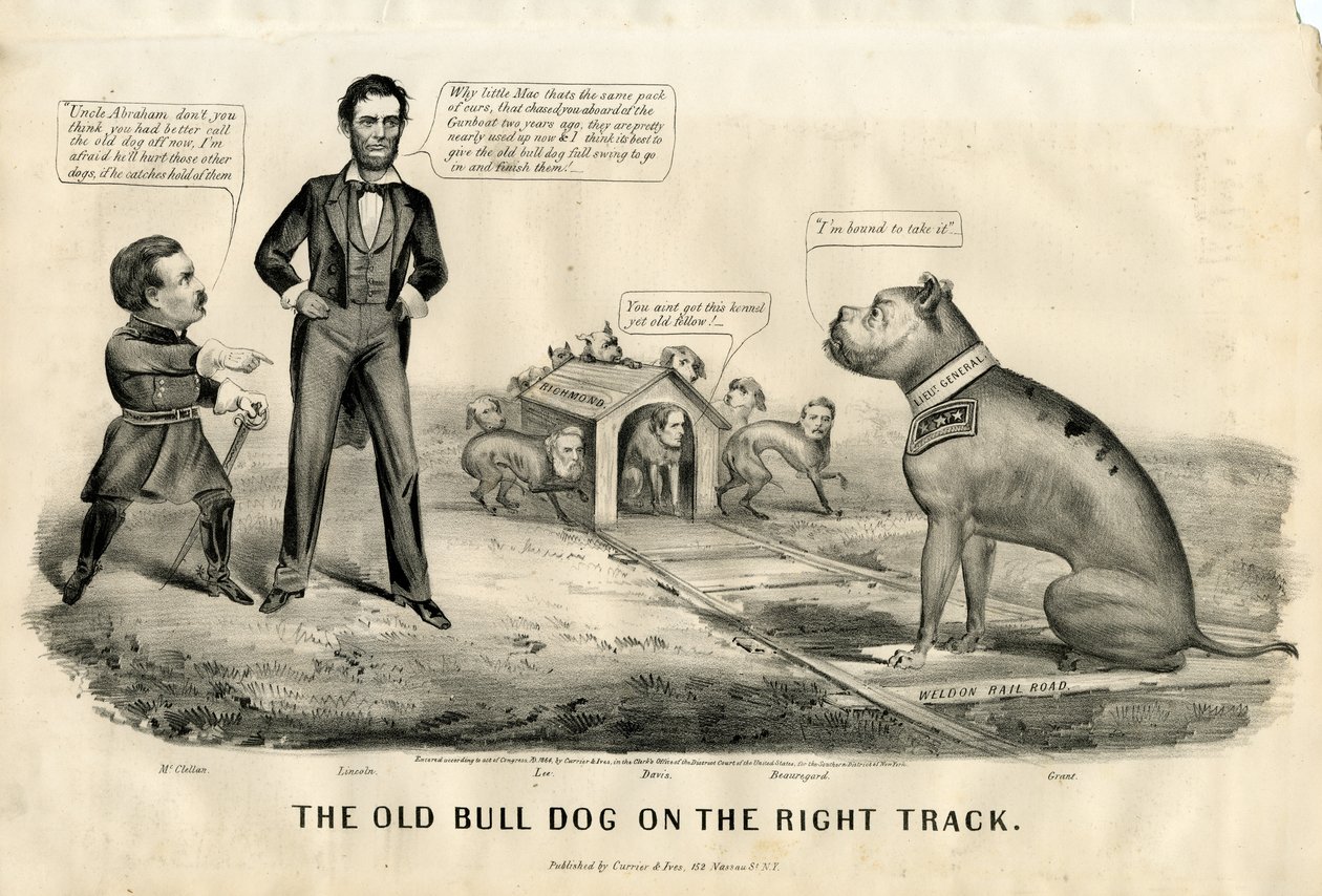 Bull Dog na správné cestě, 1864 od N. and Ives, J.M. Currier