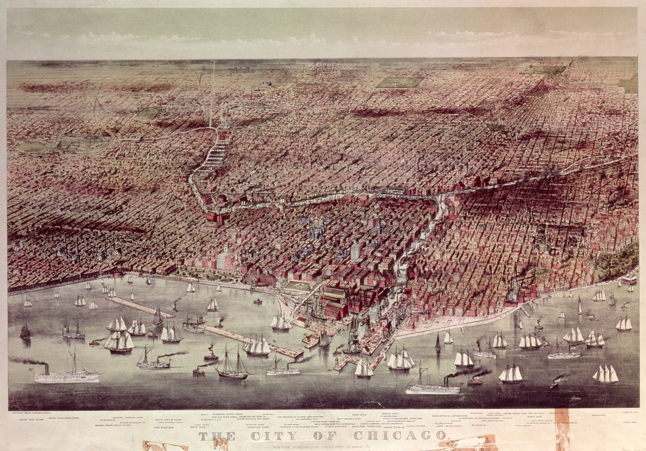 Město Chicago, Illinois, 1892 od N. and Ives, J.M. Currier