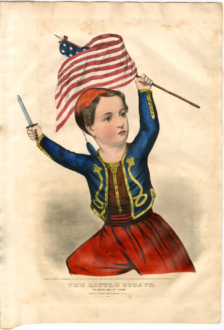 Malý Zouave, ca. 60. léta 19. století od N. and Ives, J.M. Currier