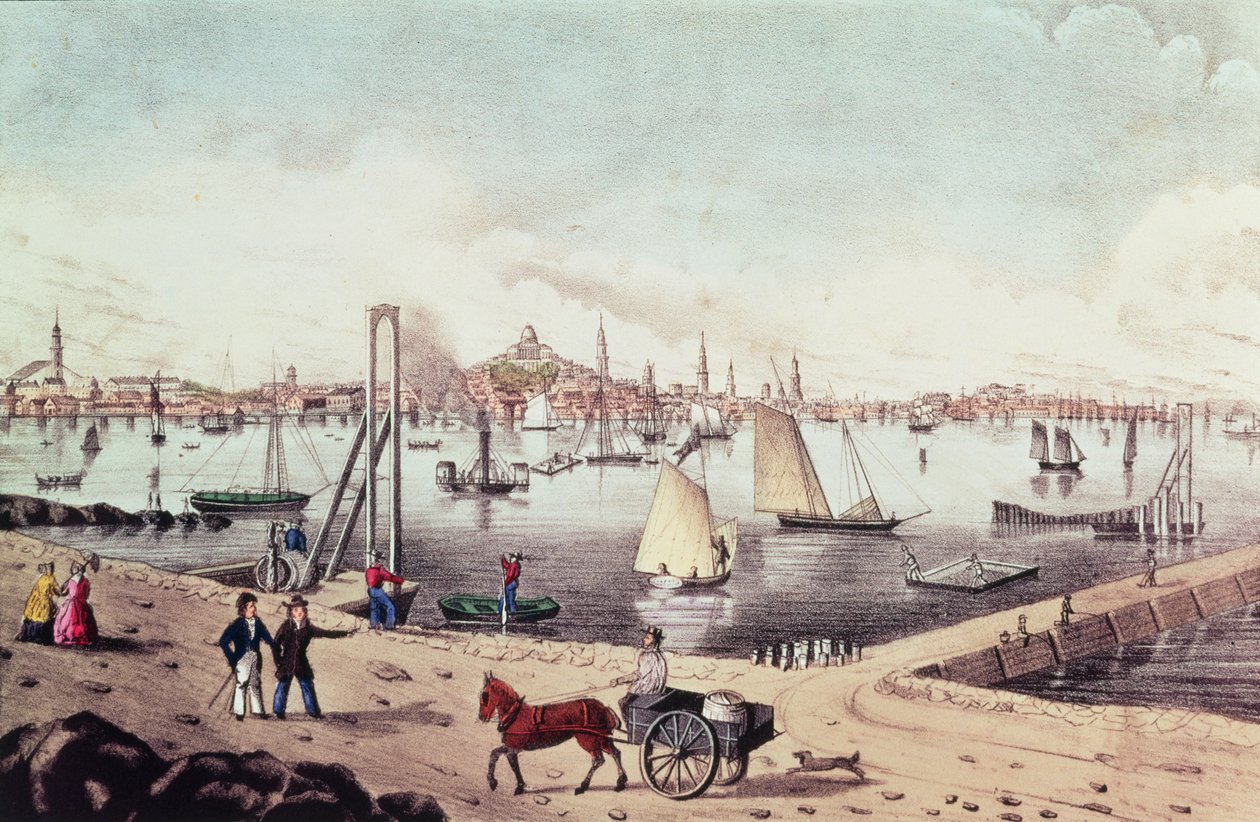 Pohled na Boston od N. and Ives, J.M. Currier