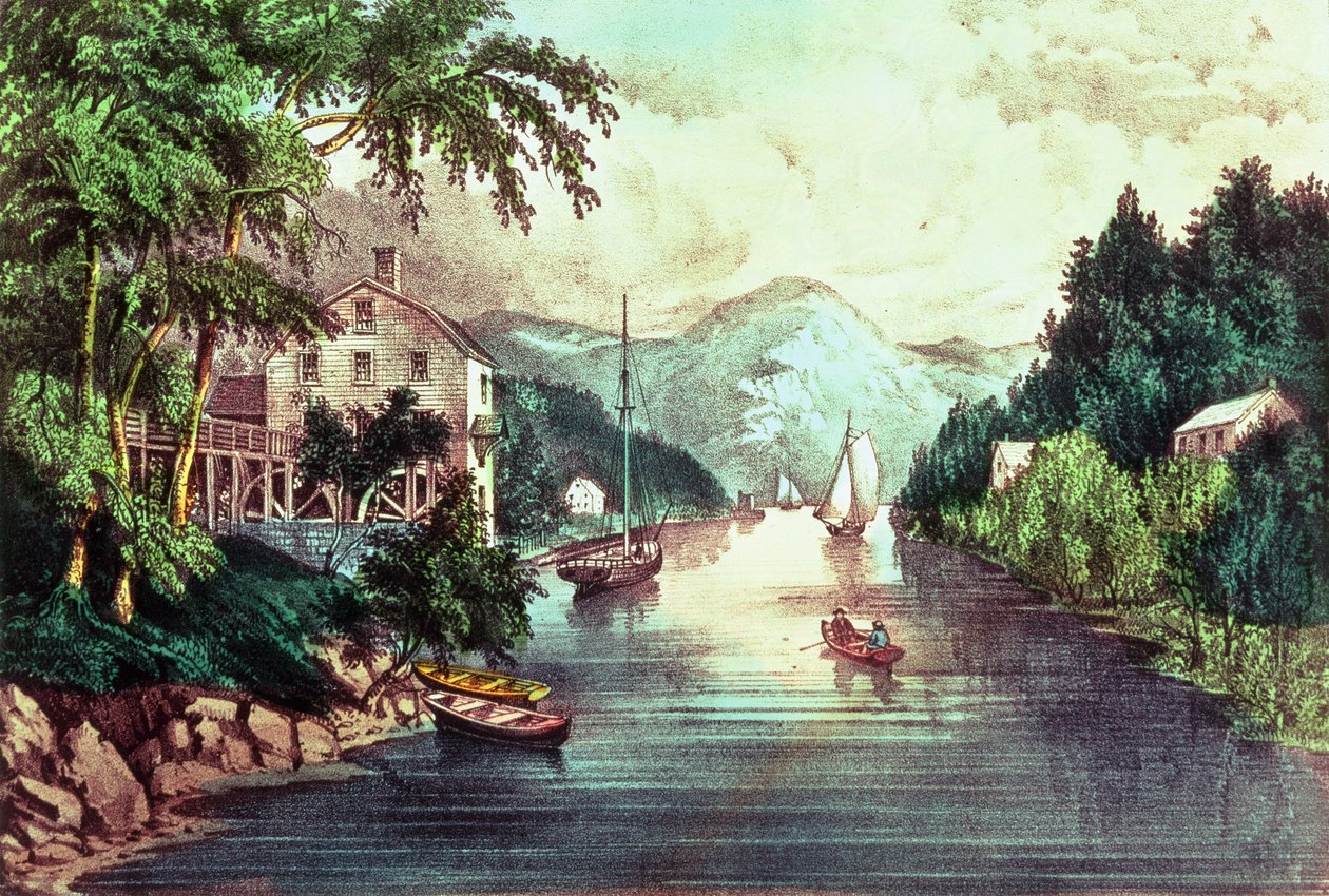Pohled na Montgomery Creek od N. and Ives, J.M. Currier