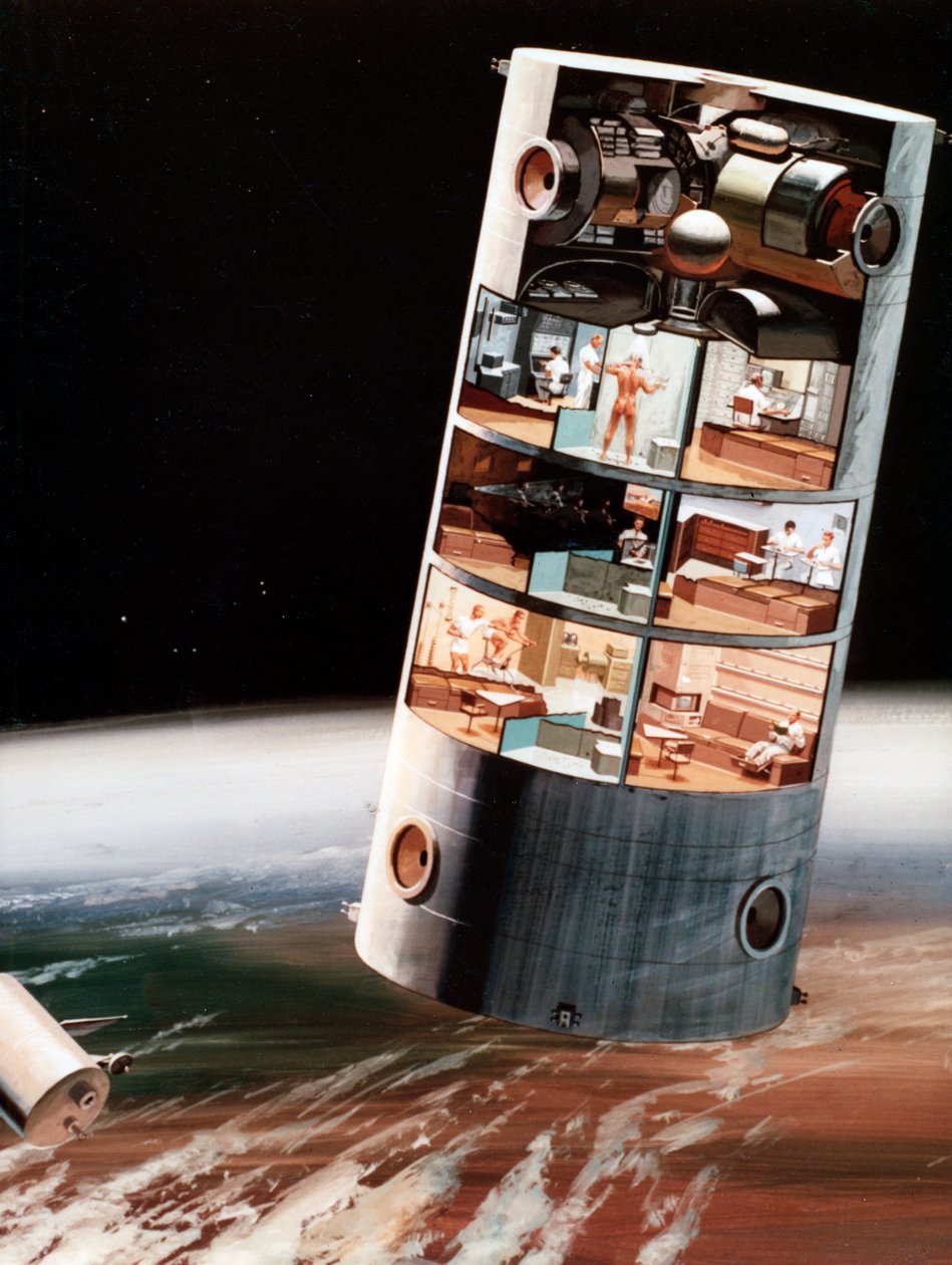 Futuristický pohled na život ve vesmíru, 70. léta 20. století. od NASA Images