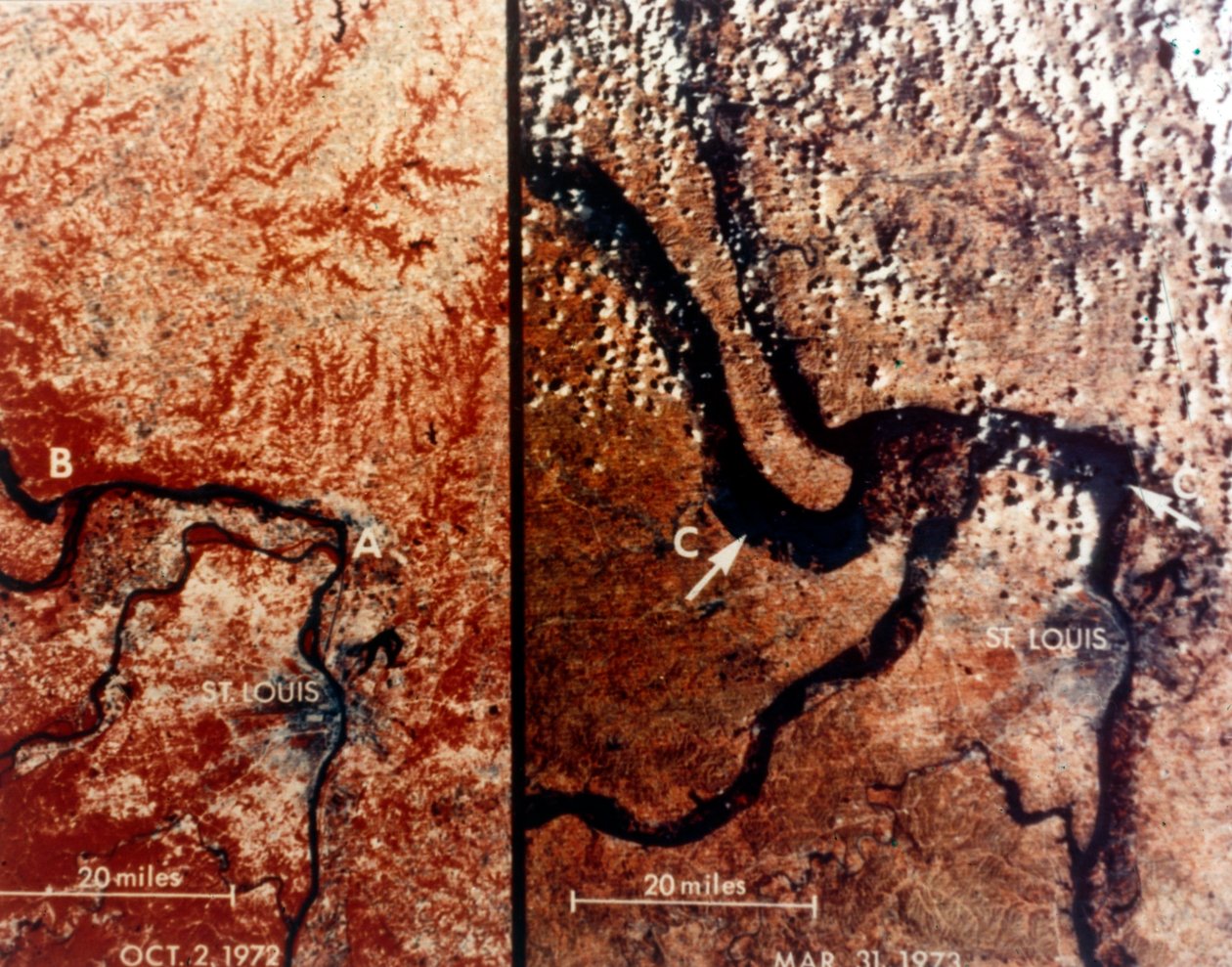 Země z vesmíru - řeka Mississippi a St Louis, USA, osmdesátá léta 20. století. od NASA Images