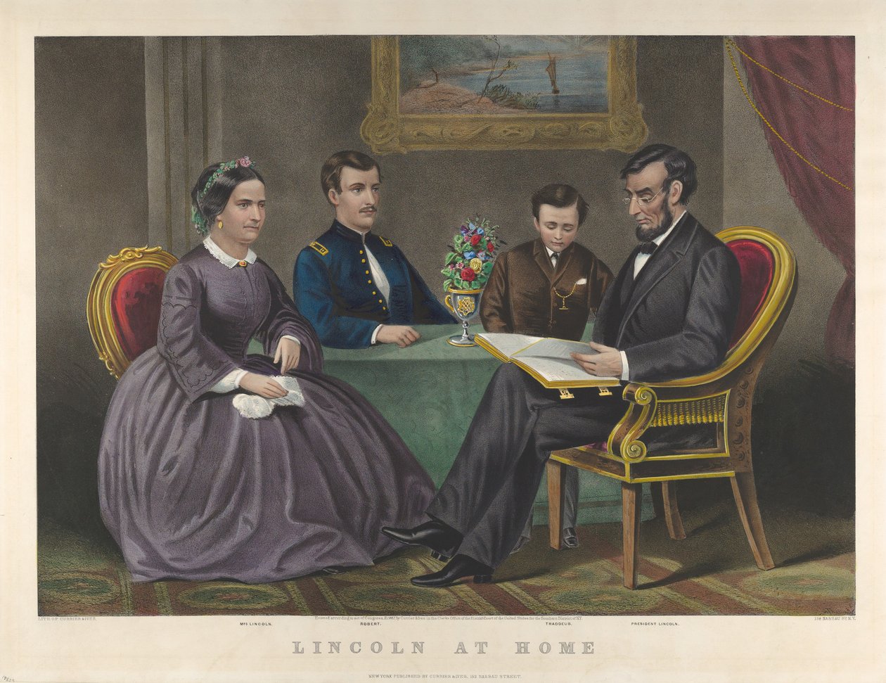 Lincoln doma, 1867 od Nathaniel Currier