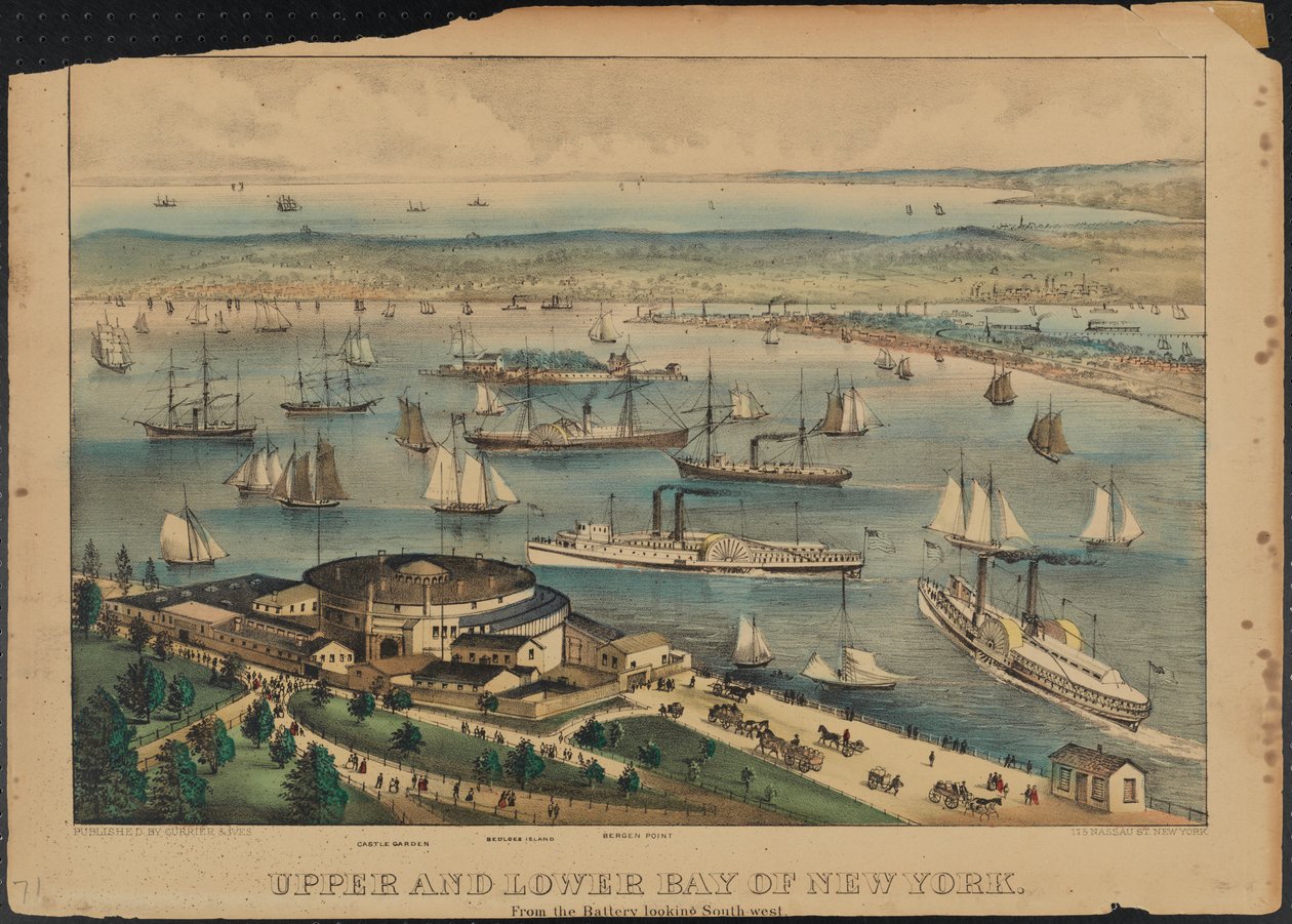 Upper and Lower Bay of New York, c.1881 od Nathaniel Currier