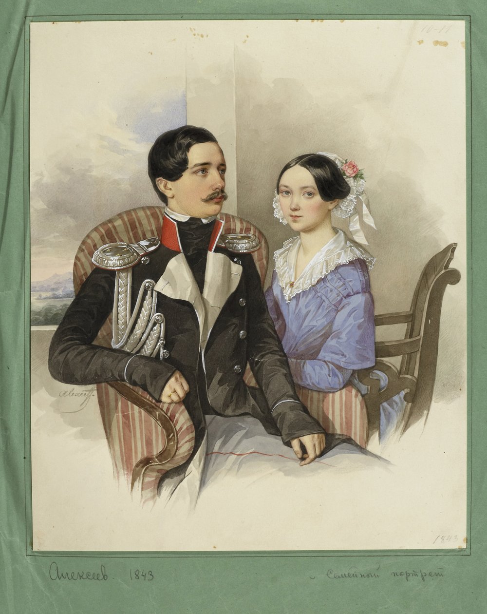 Portrét hraběte Jakova Karlovicha Sieverse 1818-1865 a hraběnky Very Mikhaylovny 1818-1865, 1843 od N. M. Alexeyev