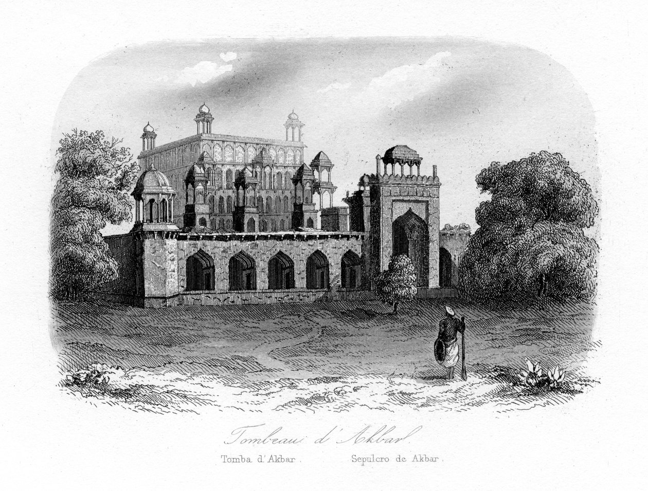 Hrob Akbara Velikého, Sikandra, Indie, c1840. od N. Remond