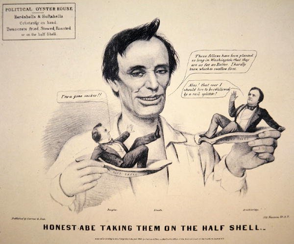 Abraham Lincoln (1809-65) Karikatura prezidentské kampaně od Currier and Ives