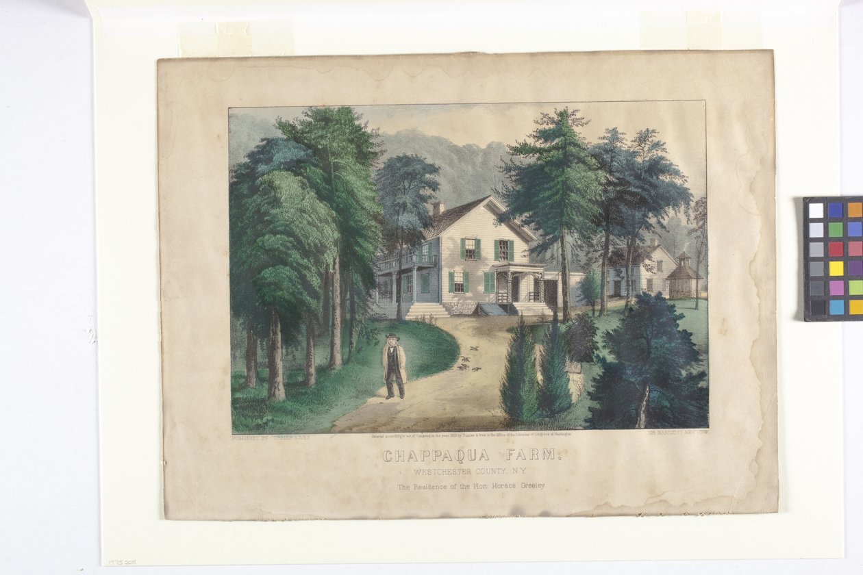 Chappaqua Farm, West Chester County, New York (ručně kolorovaná litografie) od N. and Ives J.M. (1824 95) Currier