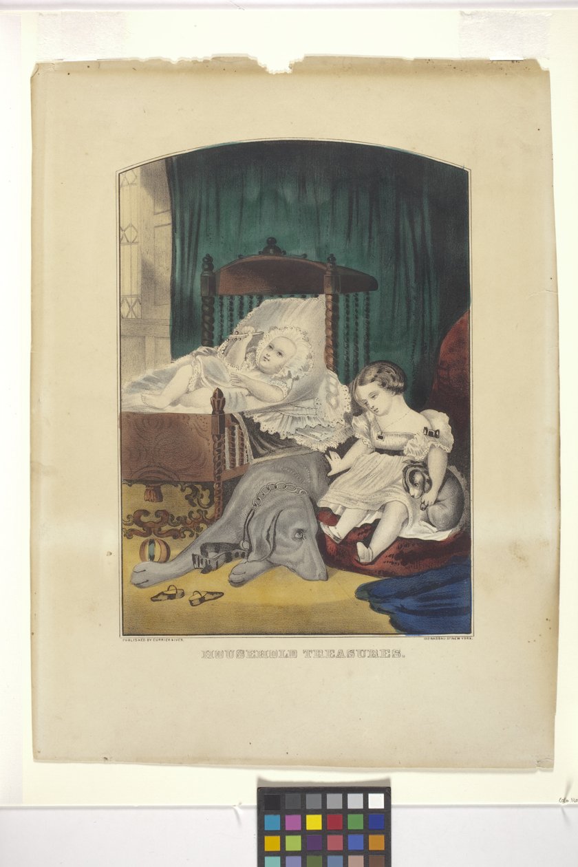 Domácí poklady (ručně kolorovaná litografie) od N. and Ives J.M. (1824 95) Currier