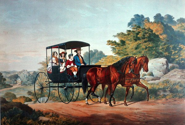 Život na venkově: Ranní jízda od Currier and Ives