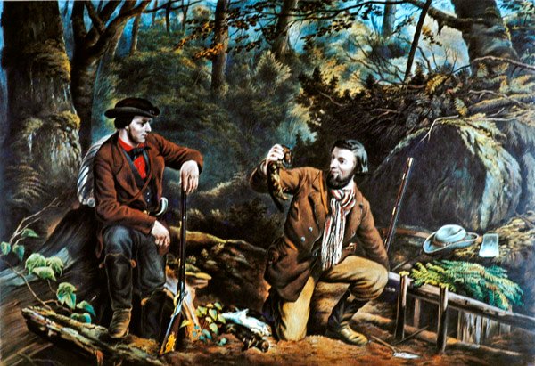 Pionýrský život v Americe: Odchyt norků od Currier and Ives