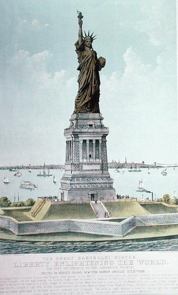 Velká socha Bartholdiho, Svoboda osvěcující svět (barevné lito) od Currier and Ives