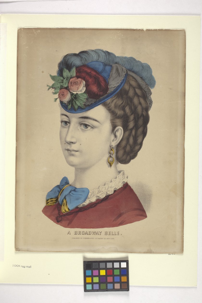 Broadway Belle (ručně kolorovaná litografie) od N. and Ives J.M. (1824 95) Currier