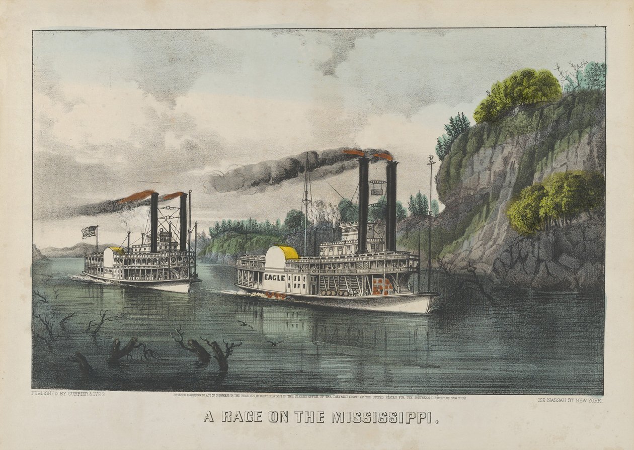 Závod na Mississippi od Currier and Ives