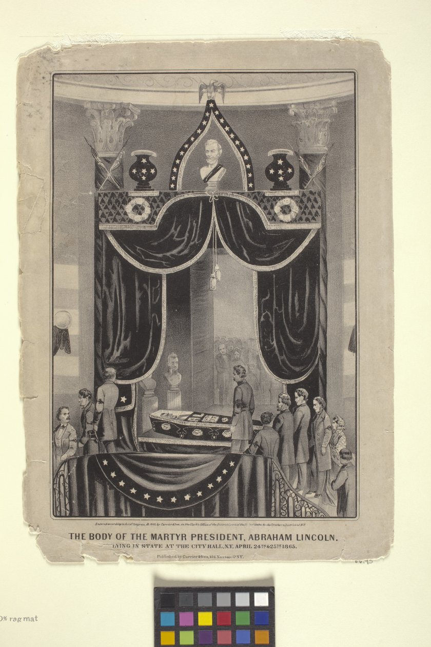 Tělo mučedníka prezidenta Abrahama Lincolna (litografie) od N. and Ives J.M. (1824 95) Currier