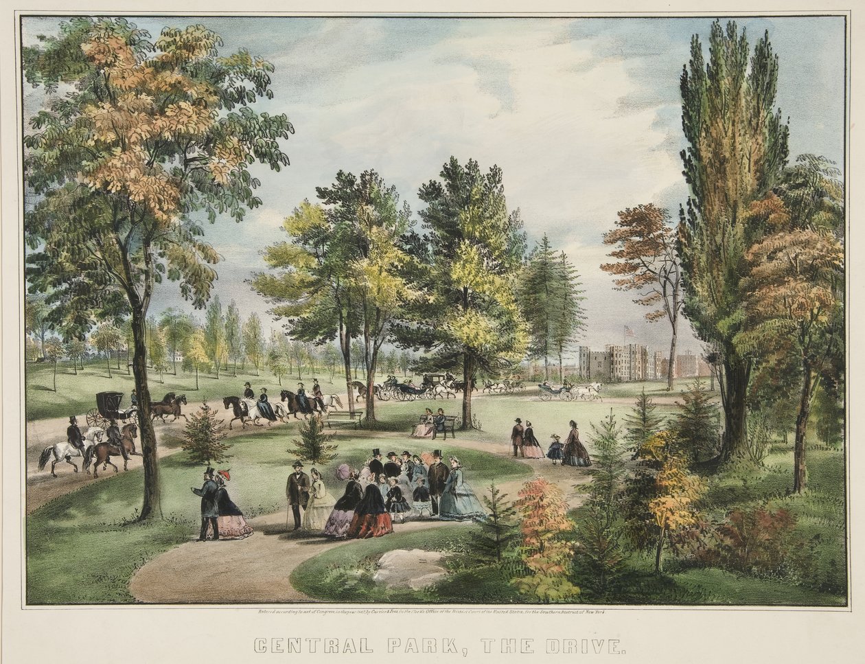 Central Park - The Drive od Currier and Ives