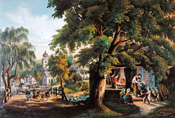Život na venkově v USA: Vesnický kovář od Currier and Ives