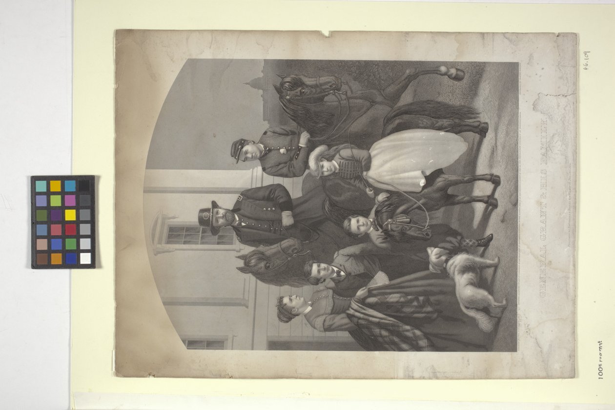 Generál Grant a jeho rodina (ručně kolorovaná litografie) od N. and Ives J.M. (1824 95) Currier