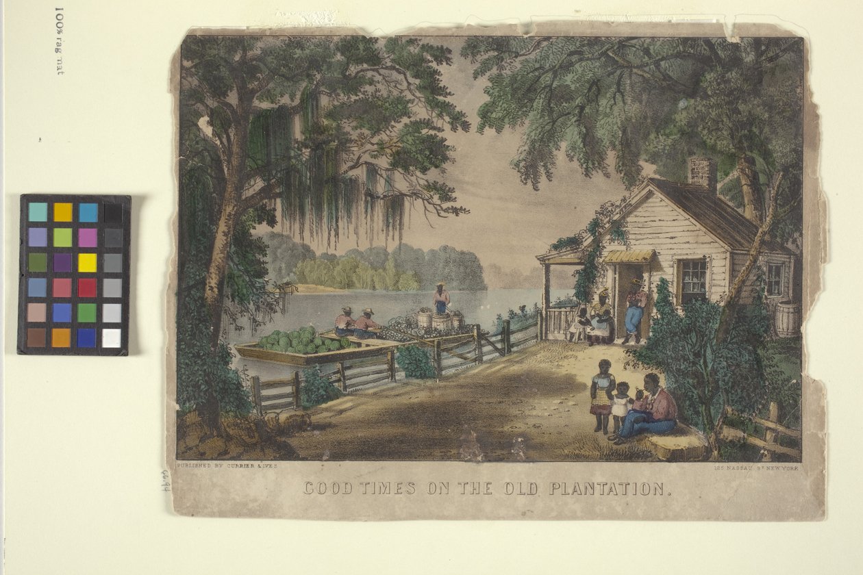 Good Times At The Old Plantation (ručně kolorovaná litografie) od N. and Ives J.M. (1824 95) Currier