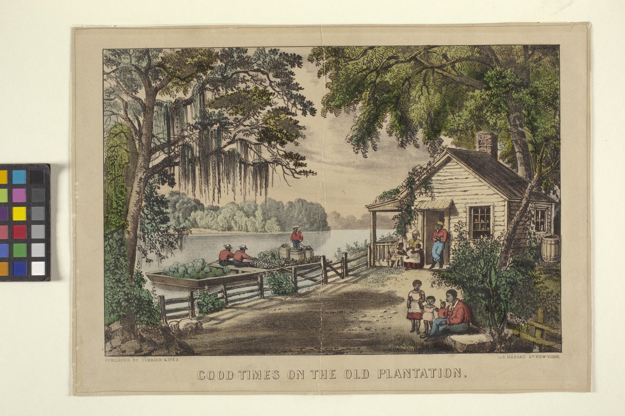 Dobré časy na staré plantáži (ručně kolorovaná litografie) od N. and Ives J.M. (1824 95) Currier