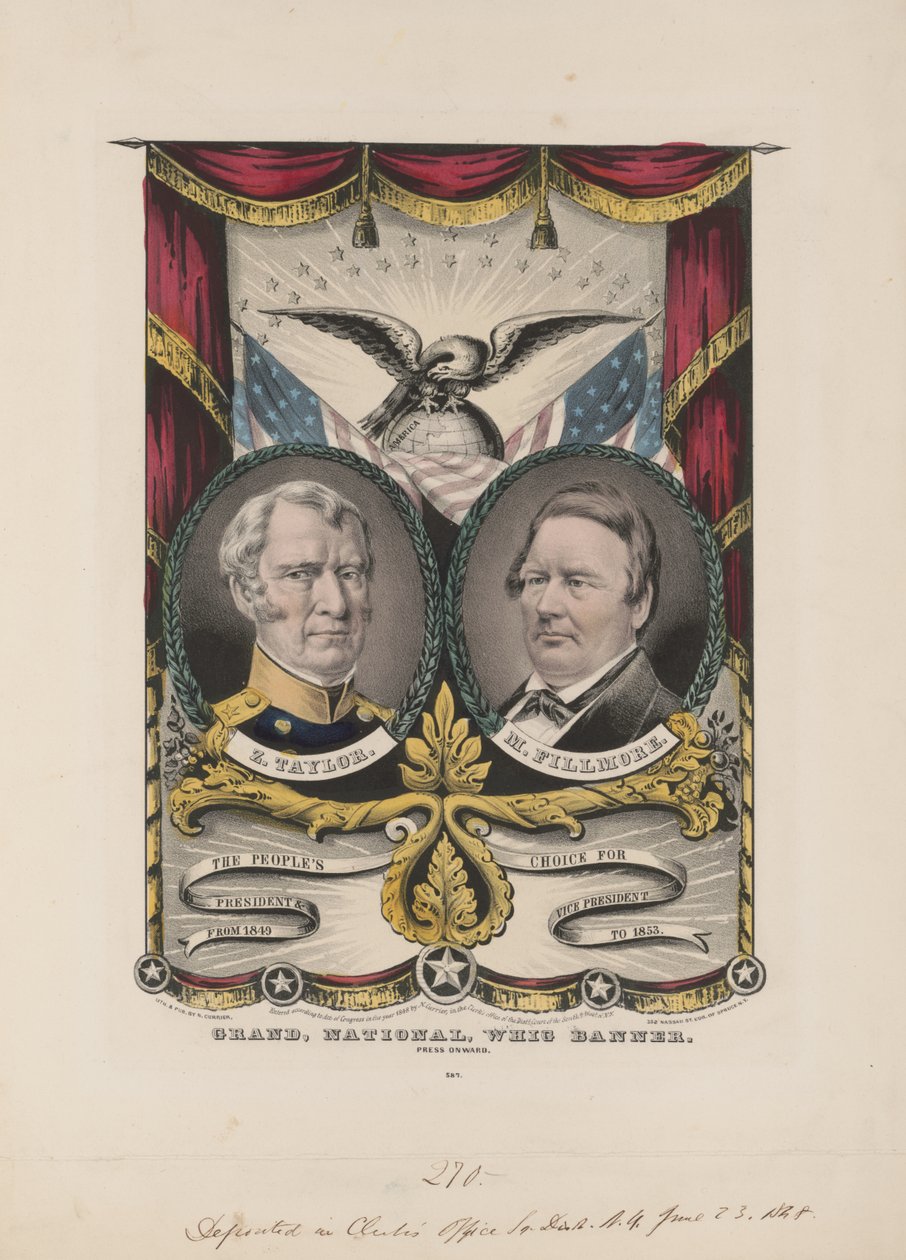 Velký národní whigský prapor, kolem roku 1848 (barevná litografie) od Currier and Ives