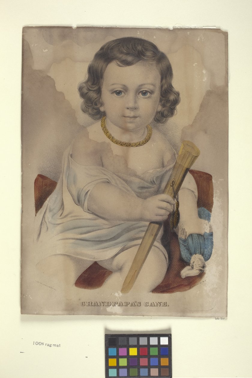 Dědova hůl (ručně kolorovaná litografie) od N. and Ives J.M. (1824 95) Currier