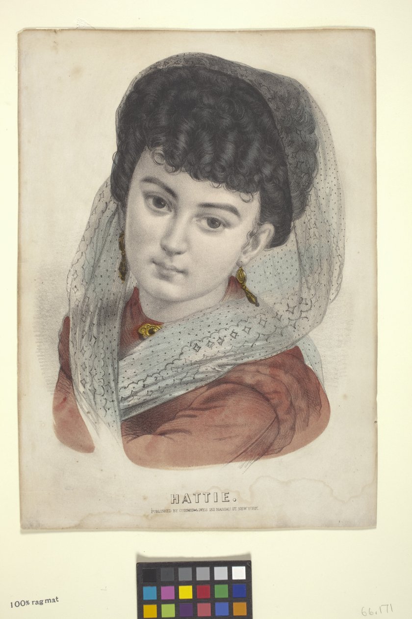 Hattie (ručně kolorovaná litografie) od N. and Ives J.M. (1824 95) Currier